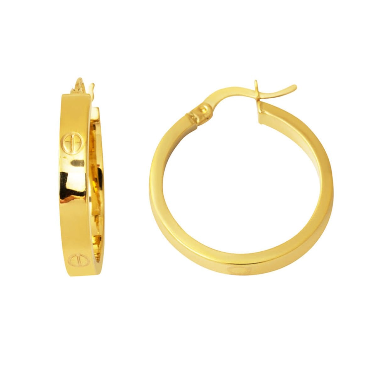 14K Yellow Gold Designer Inspired 3 cm Diameter Hoop Earrings