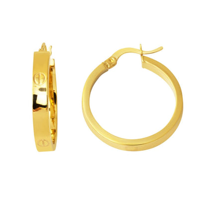 14K Yellow Gold Designer Inspired 3 cm Diameter Hoop Earrings