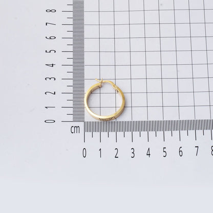 14K Yellow Gold Designer Inspired 3 cm Diameter Hoop Earrings