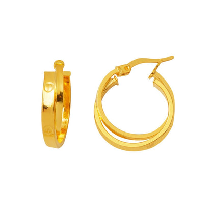 22K Yellow Gold Designer Inspired Minimalist Hoop Earrings