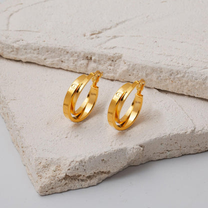 22K Yellow Gold Designer Inspired Minimalist Hoop Earrings