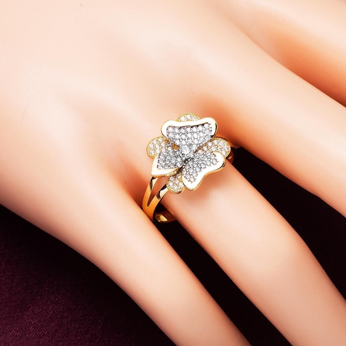 14K Yellow Gold Butterfly Cubic Zirconia Ring (2.72 g)