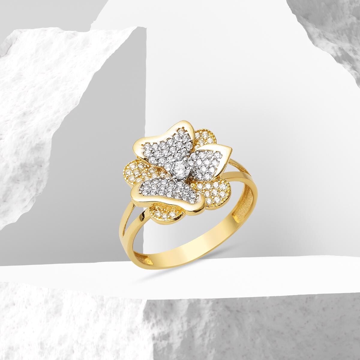 14K Yellow Gold Butterfly Cubic Zirconia Ring (2.72 g)