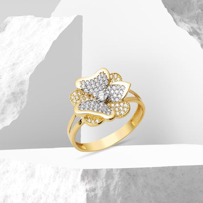 14K Yellow Gold Butterfly Cubic Zirconia Ring (2.72 g)