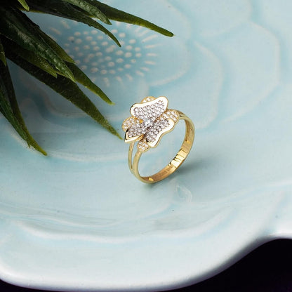 14K Yellow Gold Butterfly Cubic Zirconia Ring (2.72 g)