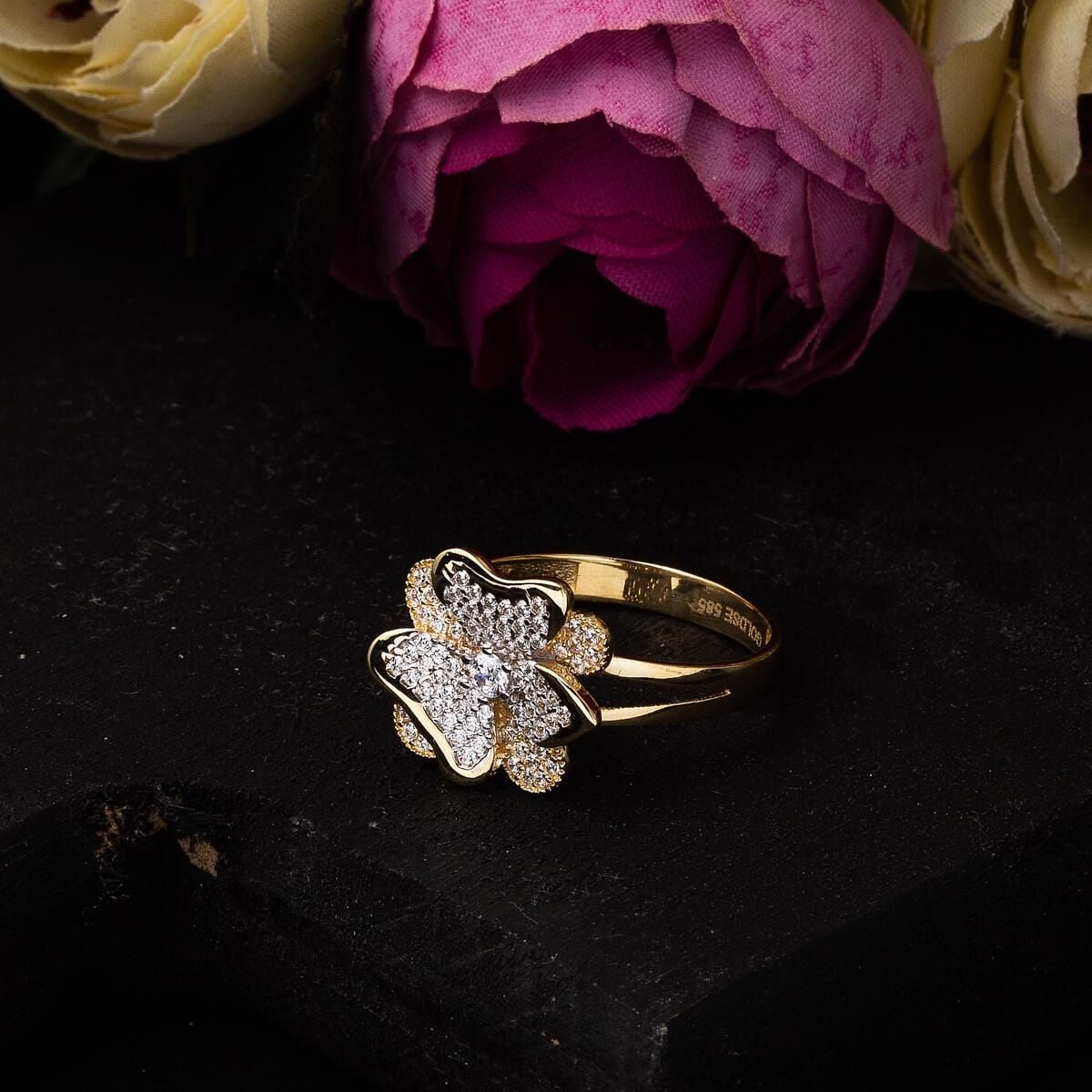14K Yellow Gold Butterfly Cubic Zirconia Ring (2.72 g)