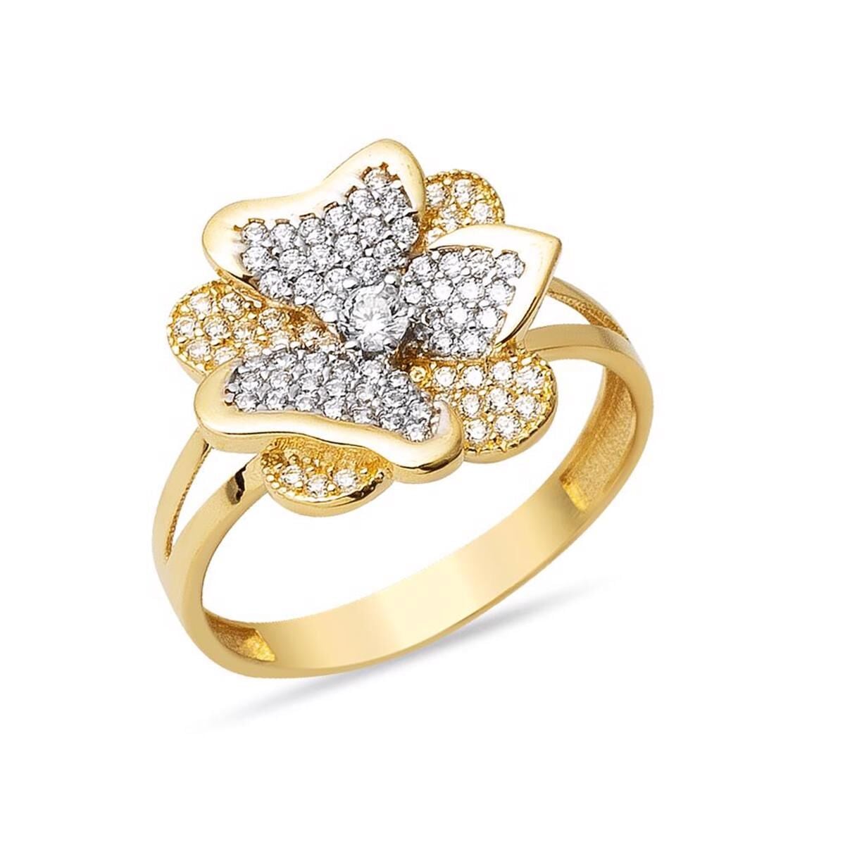 14K Yellow Gold Butterfly Cubic Zirconia Ring (2.72 g)