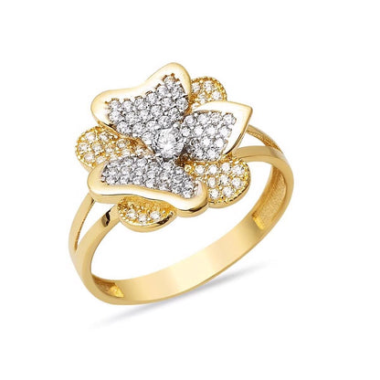 14K Yellow Gold Butterfly Cubic Zirconia Ring (2.72 g)