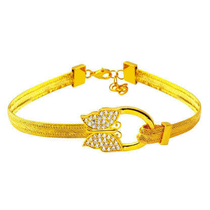 14K Yellow Gold Butterfly Trabzon Mesh Cubic Zirconia Bracelet