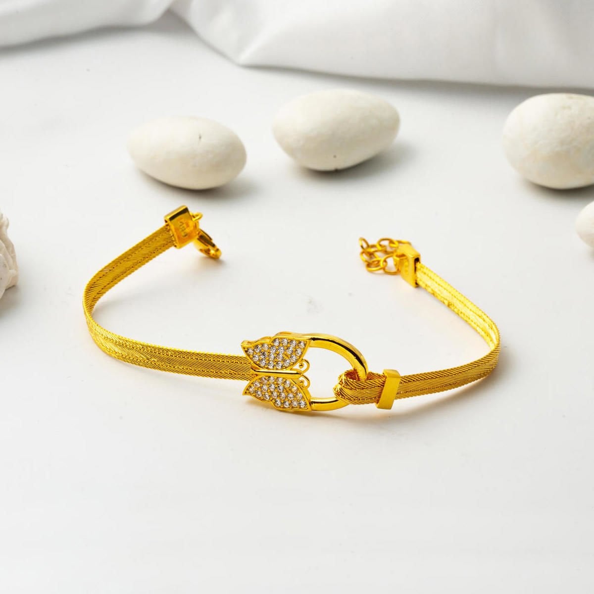 22K Yellow Gold Butterfly Trabzon Mesh Cubic Zirconia Bracelet