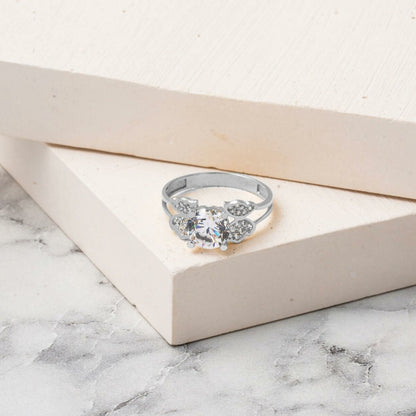 14K White Gold Butterfly Solitaire Cubic Zirconia Ring