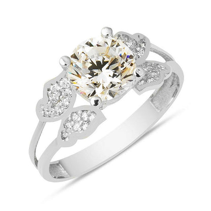 14K White Gold Butterfly Solitaire Cubic Zirconia Ring