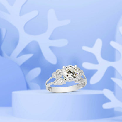 14K White Gold Butterfly Solitaire Cubic Zirconia Ring