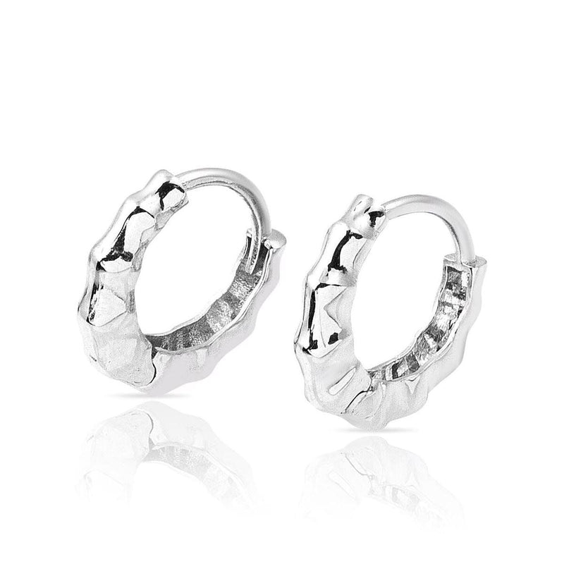 14K White Gold Bone Hoop Earrings