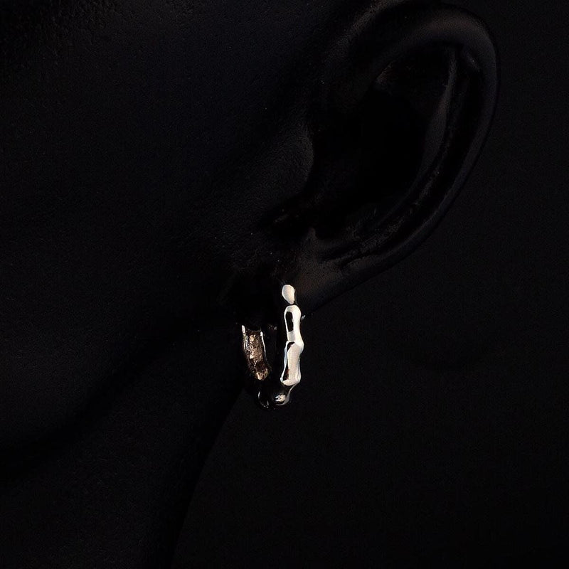 14K White Gold Bone Hoop Earrings