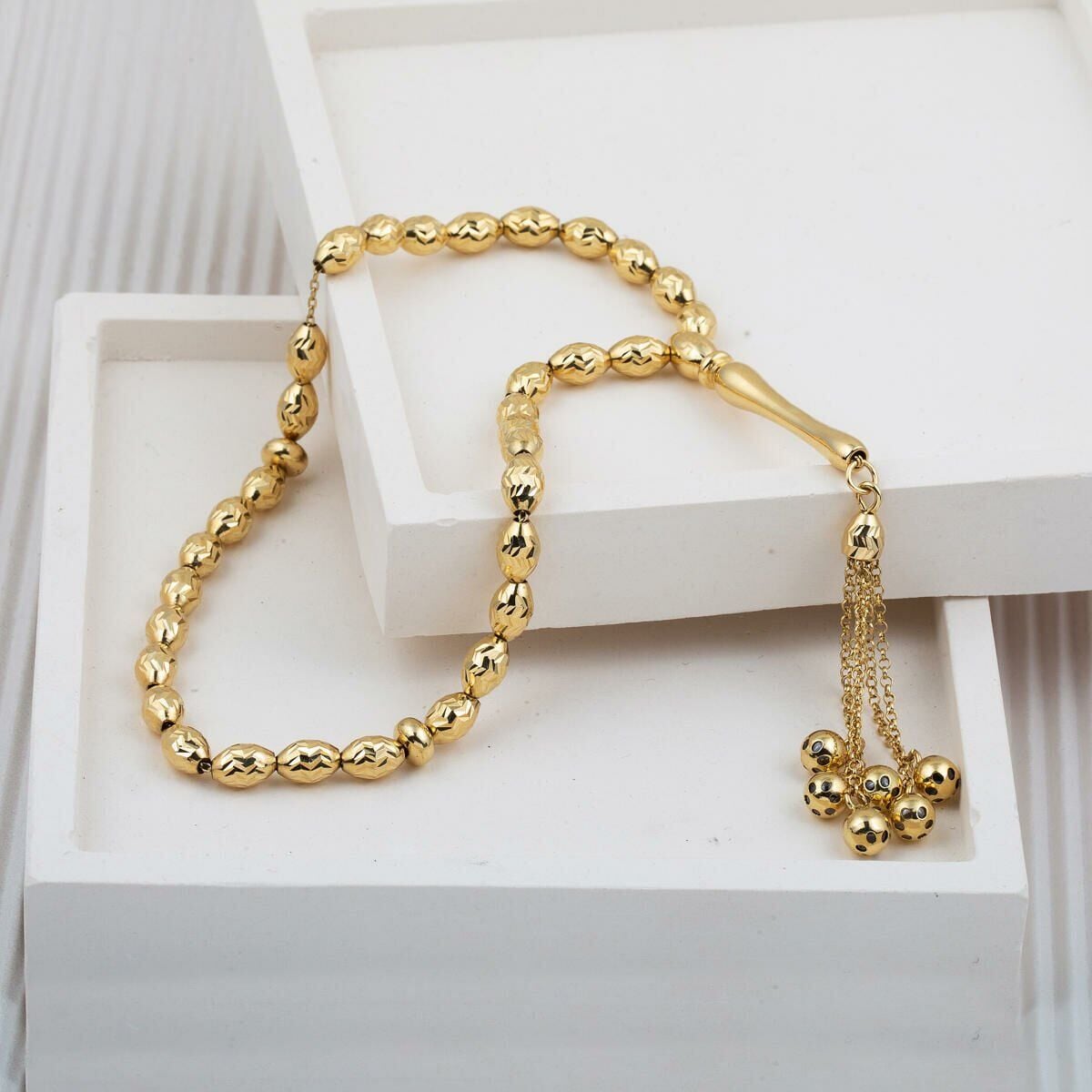 14K Yellow Gold Sword Prayer Beads