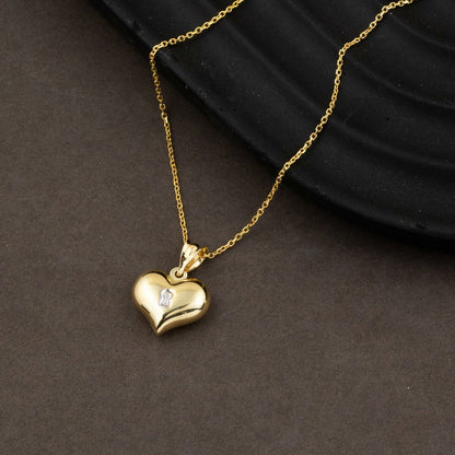 14K Yellow Gold Lock Patterned Heart Necklace