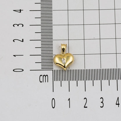 14K Yellow Gold Lock Patterned Heart Necklace