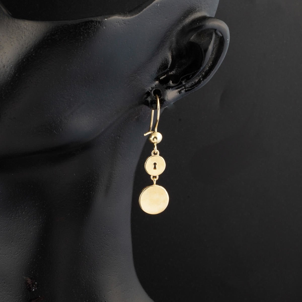 14K Yellow Gold Lock Dangle Earrings
