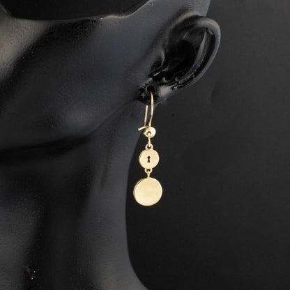 14K Yellow Gold Lock Dangle Earrings