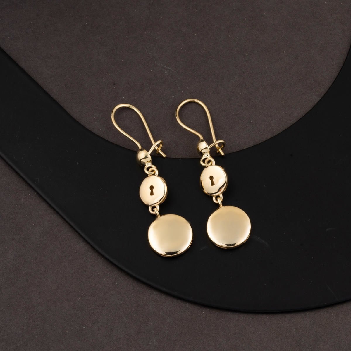 14K Yellow Gold Lock Dangle Earrings