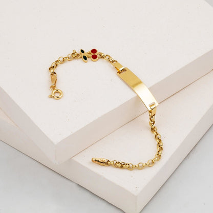 14K Gold Cherry Children's ID Bracelet