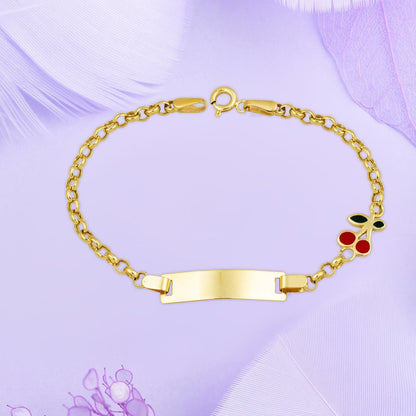 14K Gold Cherry Children's ID Bracelet