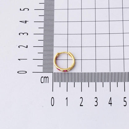 14K Yellow Gold Rose Row Cubic Zirconia Hoop Earrings
