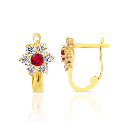 14K Yellow Gold Rose Cubic Zirconia Children's Earrings