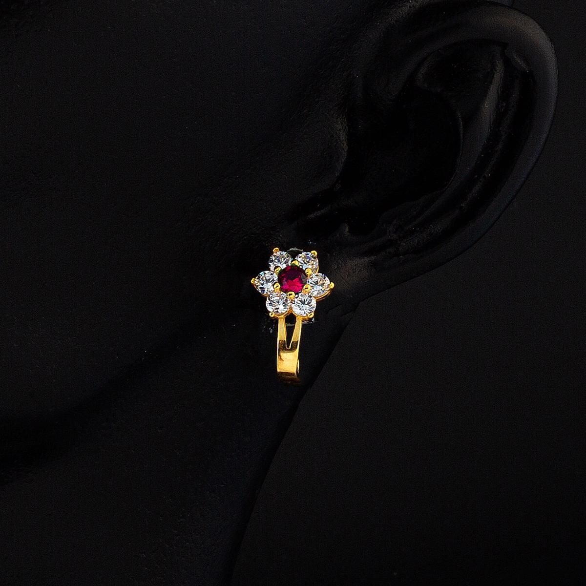 14K Yellow Gold Rose Cubic Zirconia Children's Earrings
