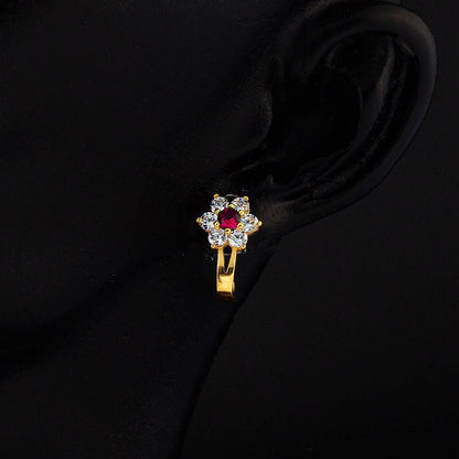14K Yellow Gold Rose Cubic Zirconia Children's Earrings
