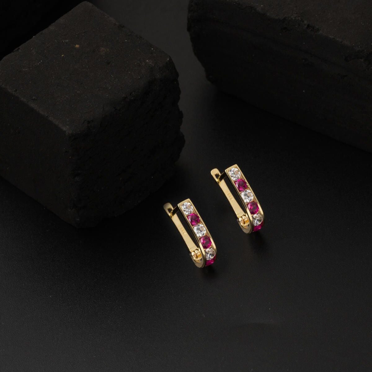 14K Yellow Gold Rose Cubic Zirconia Children's Earrings (1.11 g)