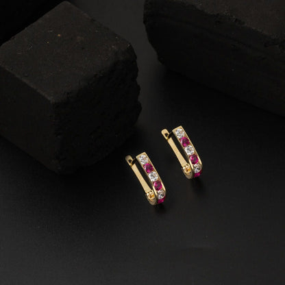 14K Yellow Gold Rose Cubic Zirconia Children's Earrings (1.11 g)