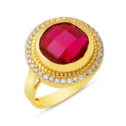 14K Yellow Gold Hurrem Sultan Rose Cubic Zirconia Ring