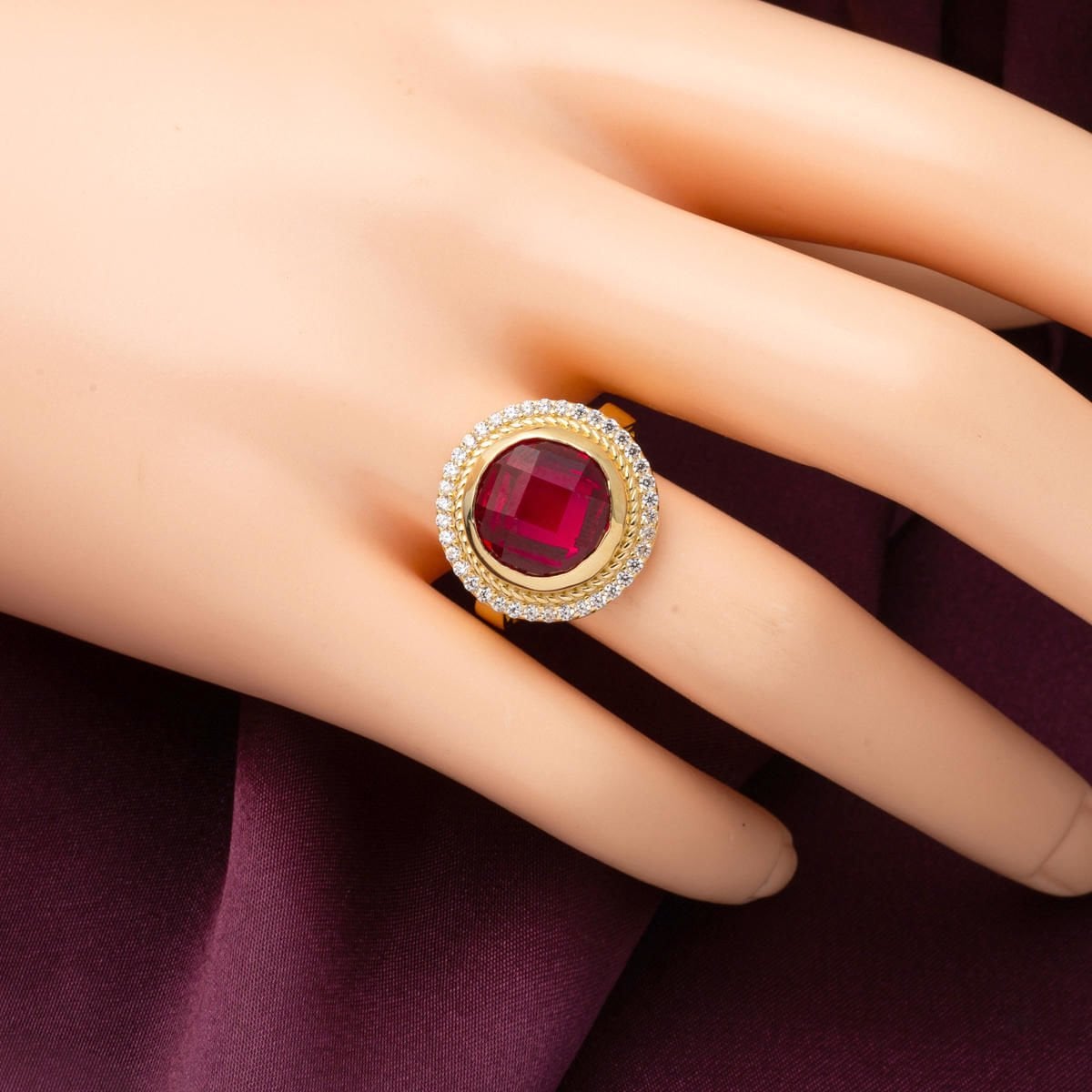 14K Yellow Gold Hurrem Sultan Rose Cubic Zirconia Ring