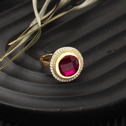 14K Yellow Gold Hurrem Sultan Rose Cubic Zirconia Ring
