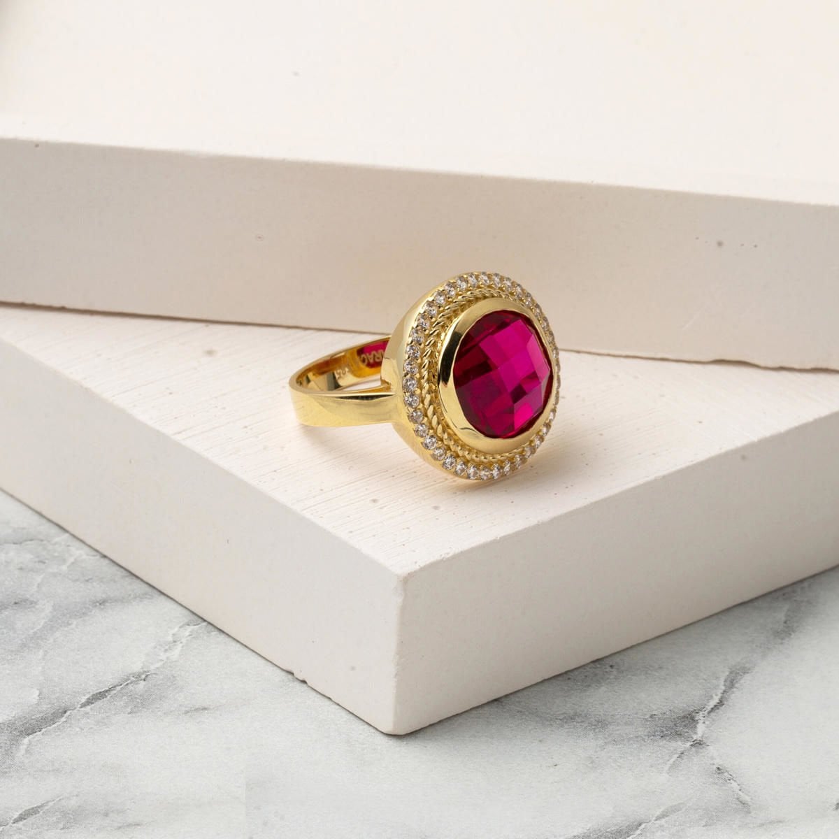 14K Yellow Gold Hurrem Sultan Rose Cubic Zirconia Ring