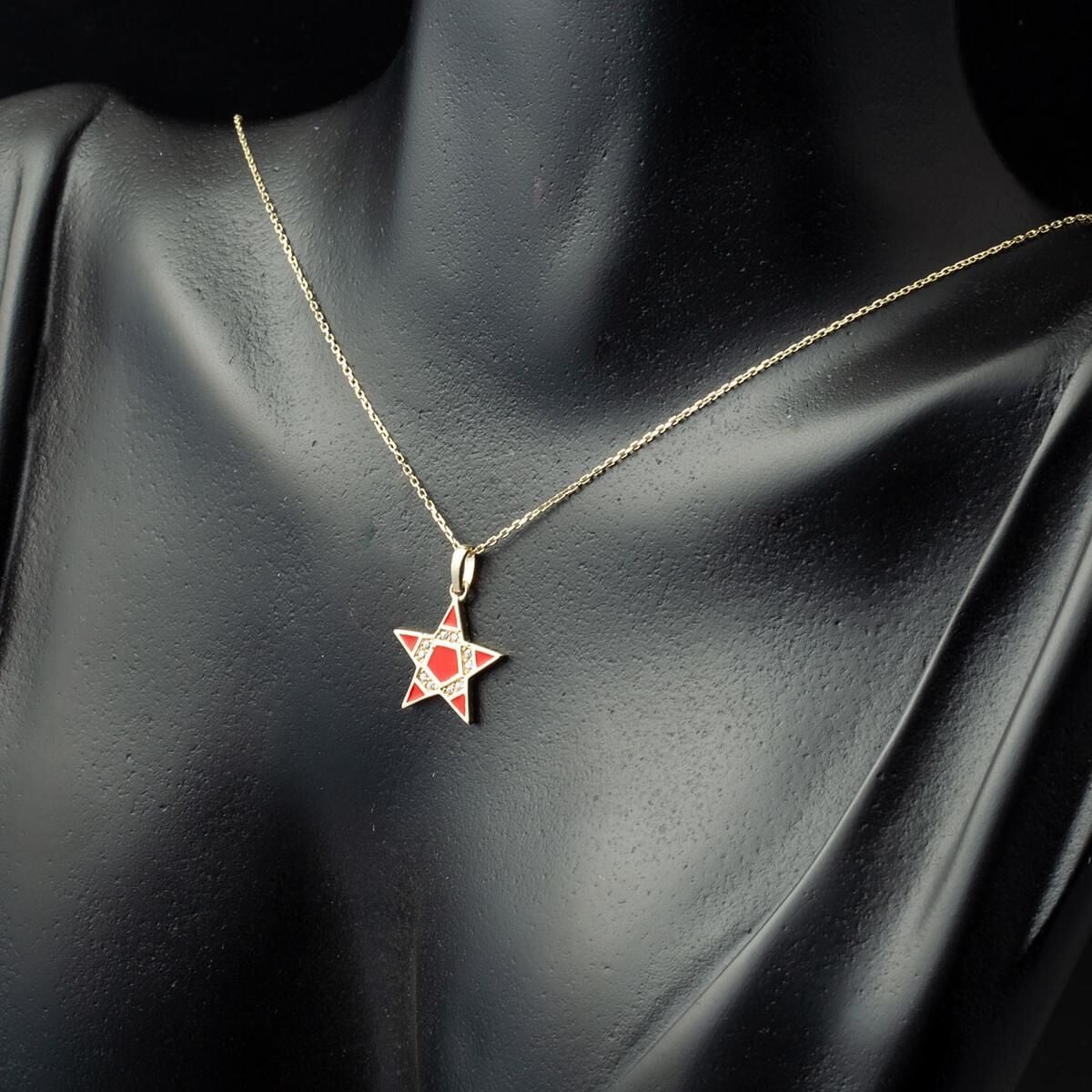 14K Yellow Gold Rose Star Cubic Zirconia Necklace
