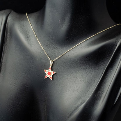 14K Yellow Gold Rose Star Cubic Zirconia Necklace