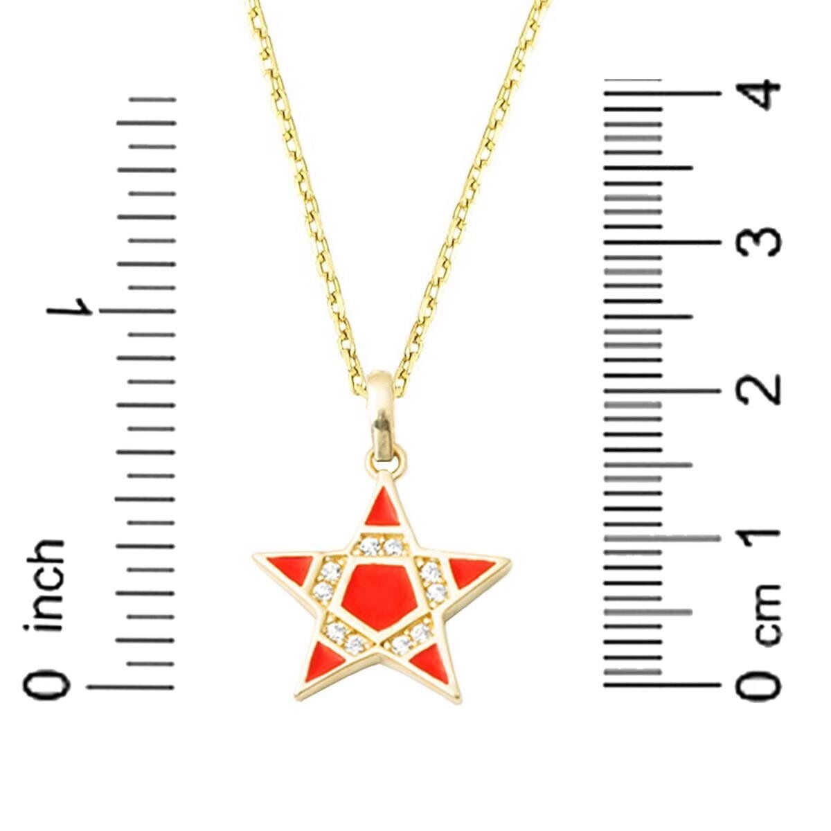 14K Yellow Gold Rose Star Cubic Zirconia Necklace