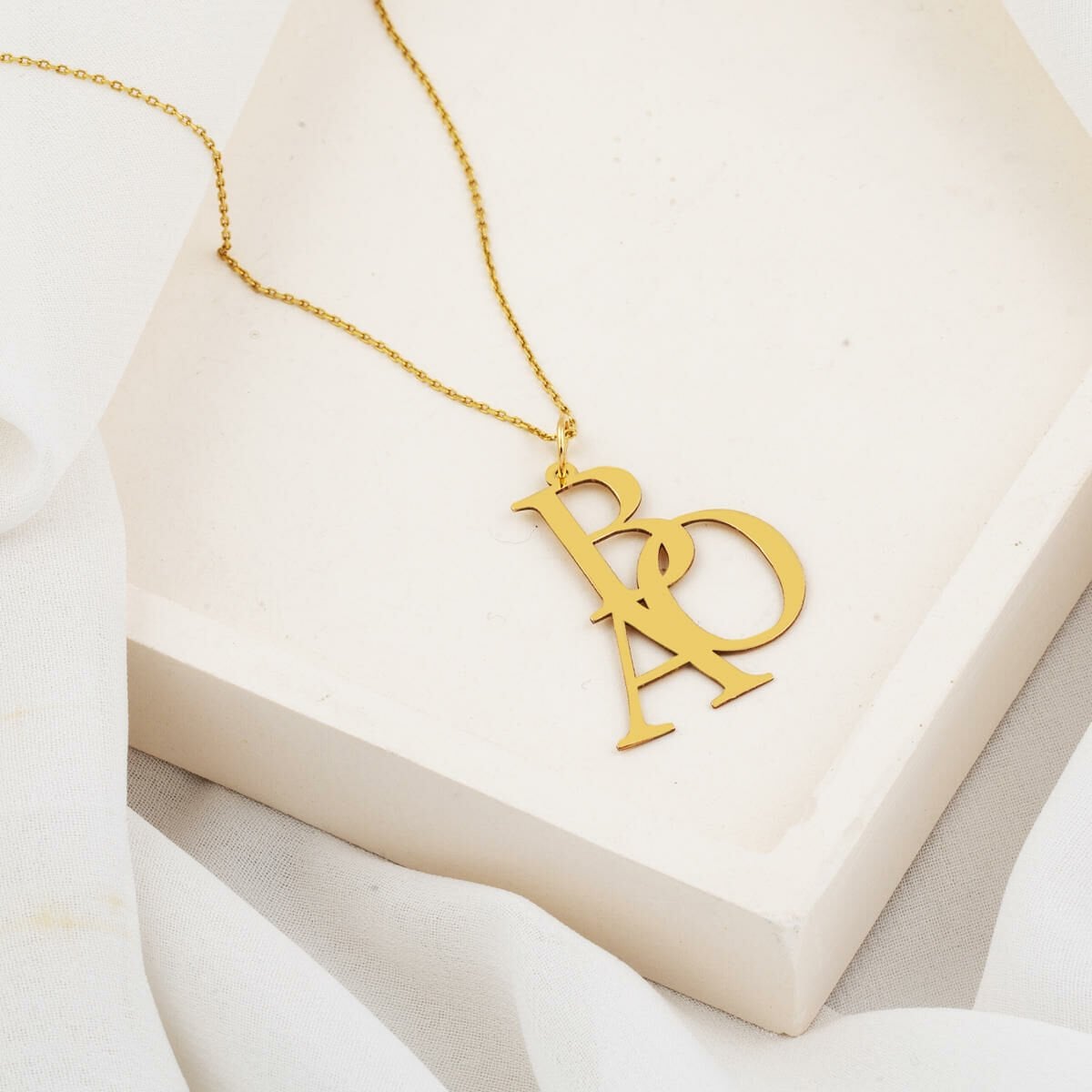 14K Yellow Gold Personalized Initial Necklace