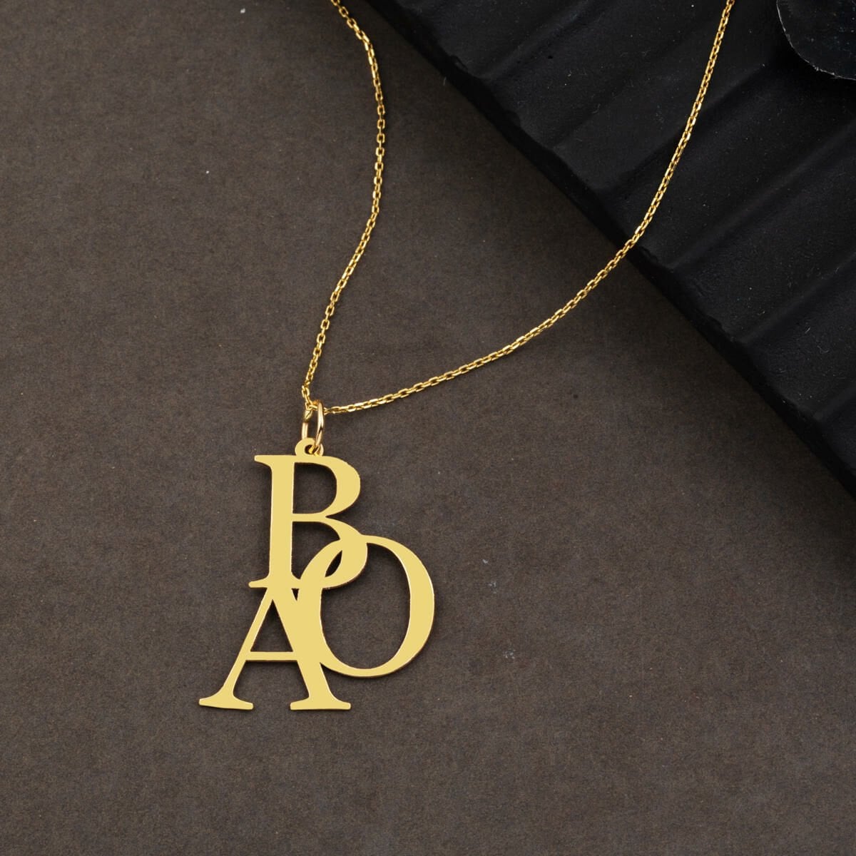 14K Yellow Gold Personalized Initial Necklace