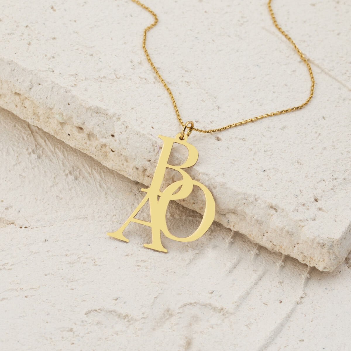 14K Yellow Gold Personalized Initial Necklace