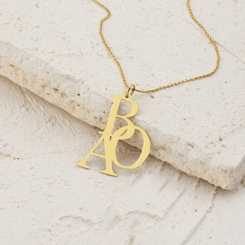14K Yellow Gold Personalized Initial Necklace