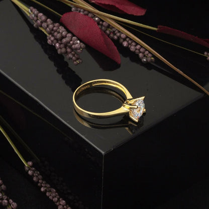 14K Yellow Gold Classic Solitaire Cubic Zirconia Ring