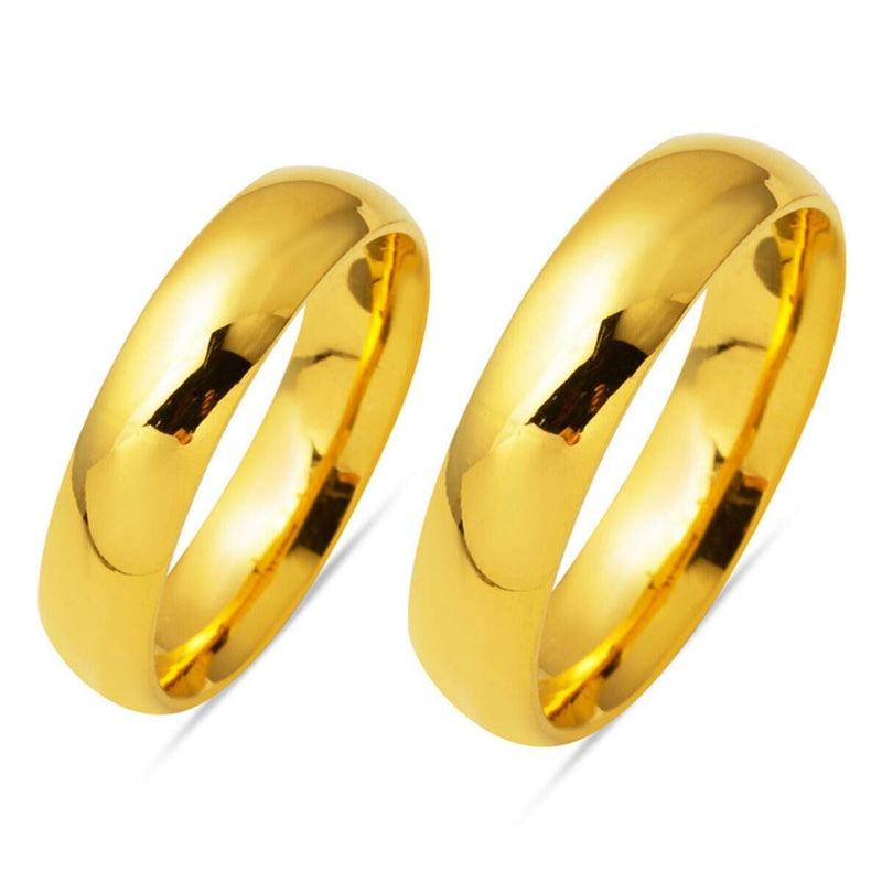 22K Yellow Gold Classic 5 mm Wide Wedding Band Set