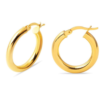 22K Yellow Gold Classic 2.5 cm Diameter Hoop Earrings