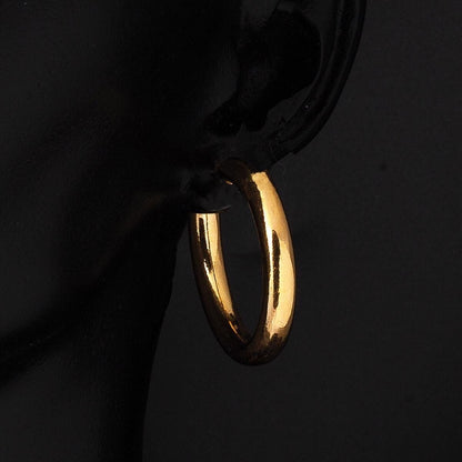 22K Yellow Gold Classic 2.5 cm Diameter Hoop Earrings