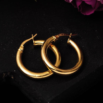 22K Yellow Gold Classic 2.5 cm Diameter Hoop Earrings