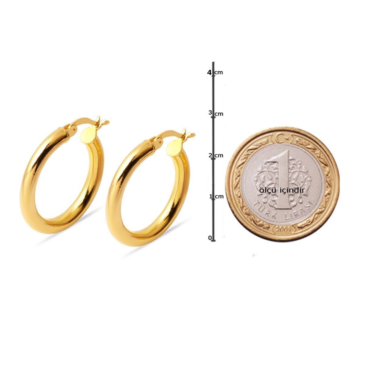 22K Yellow Gold Classic 2.5 cm Diameter Hoop Earrings